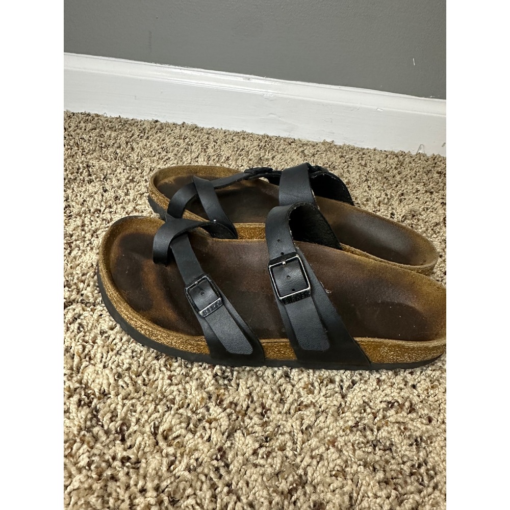 Birkenstock Mayari Black Birko-Flor Toe Loop Strappy Sandals Women 7.5-8 youth 6